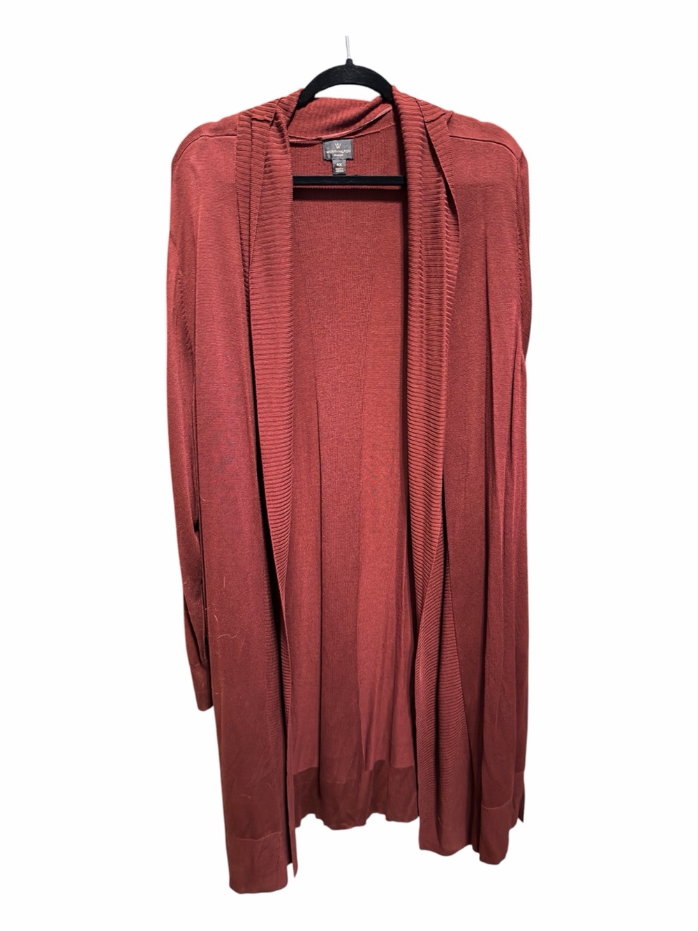 Worthington Open Cardigan in Rust Red Burgundy